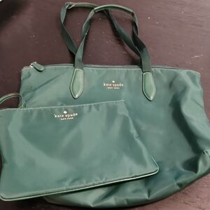 Kate Spade Forest Green Tote and Pouch